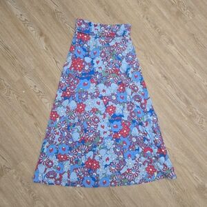 LuLaRoe Blue and Red Floral Maxi Skirt